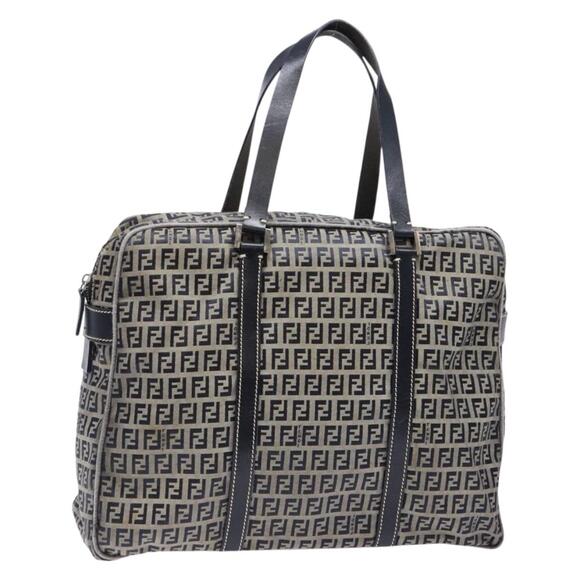 FENDI Zucchino Canvas Tote Bag Navy Silver - Picture 1 of 13
